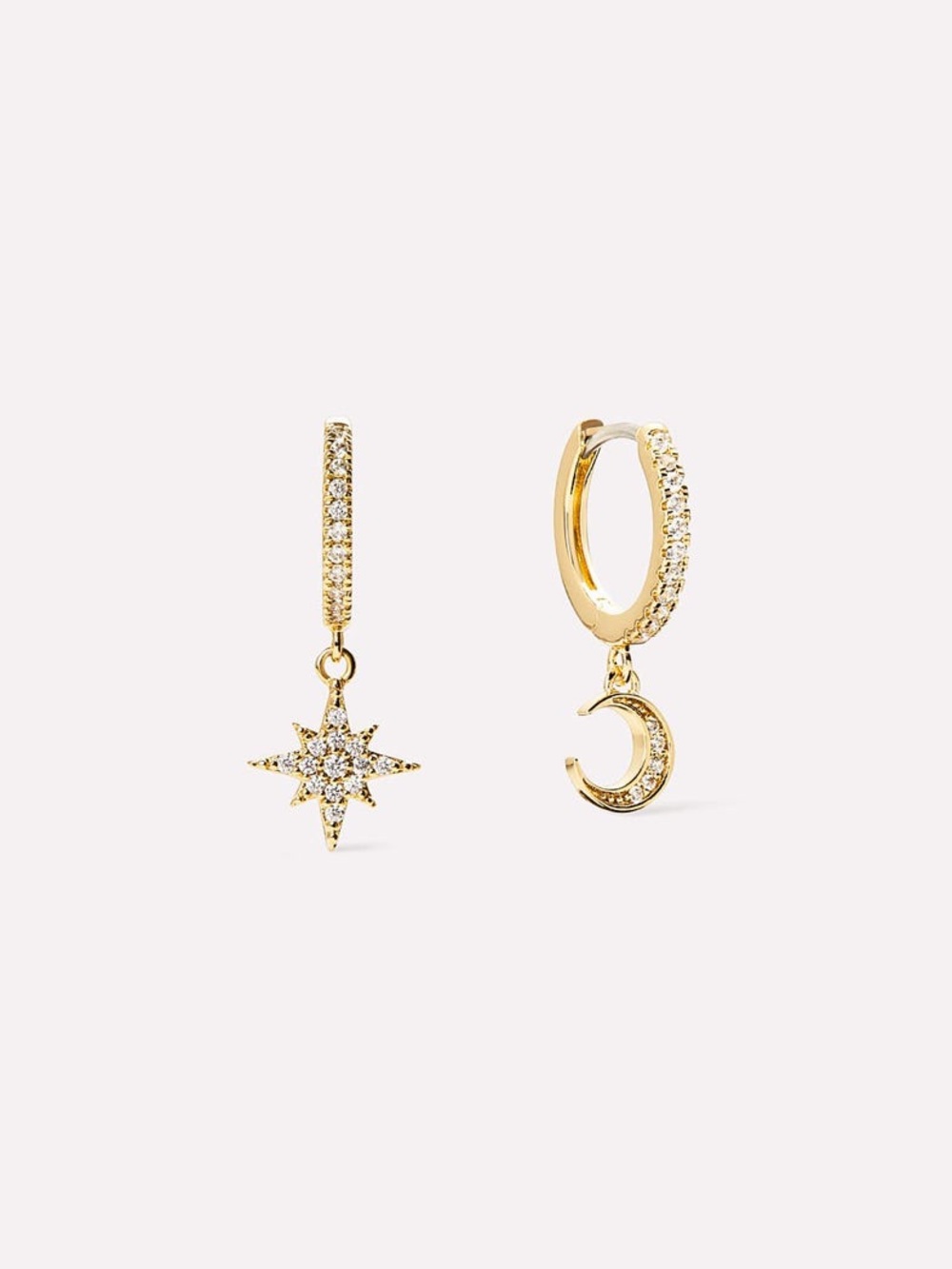 Ana Luisa Celeste Crescent Moon Huggie Hoops
Gold Star & Moon Earrings